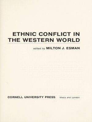 cover image of Ethnic Conflict in the Western World